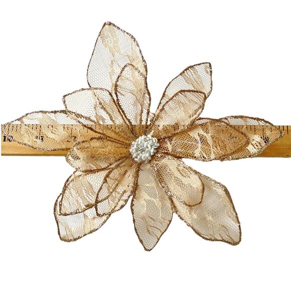 Vintage Christmas Poinsettia Clip Ornaments
Lace Wire with Glitter(5)Clipbacks - Picture 4 of 5